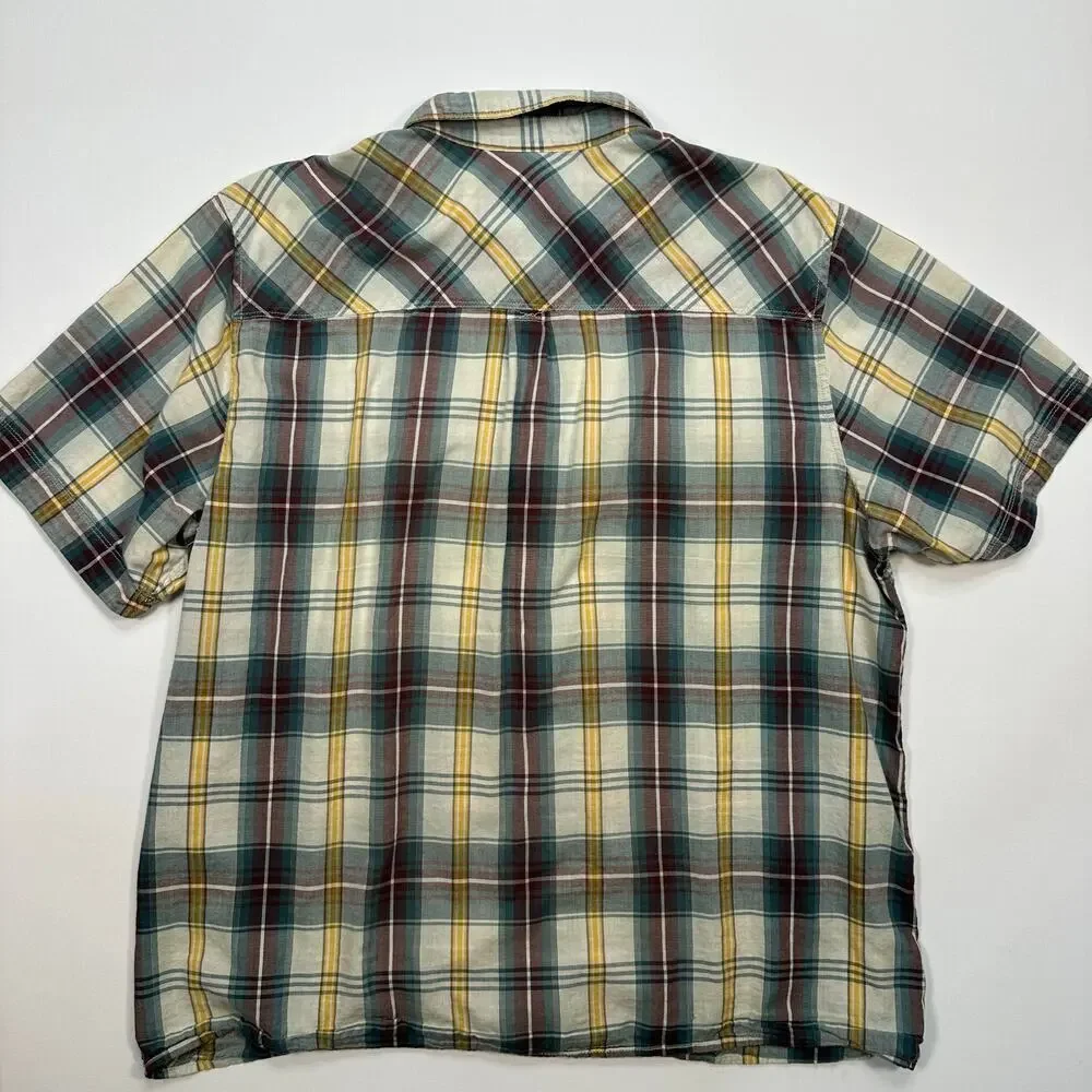 The North Face Plaid Cotton Short Sleeve Button Front Shirt Size XL